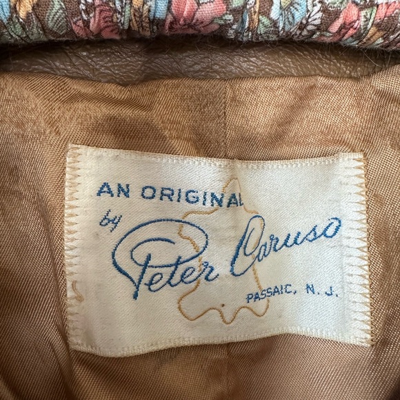 Vintage an original by Peter Caruso 1970s brown Leather Fur collar jacket - Picture 9 of 12